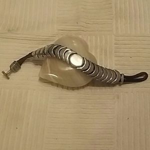 Chunky Steel and Leather bracelet